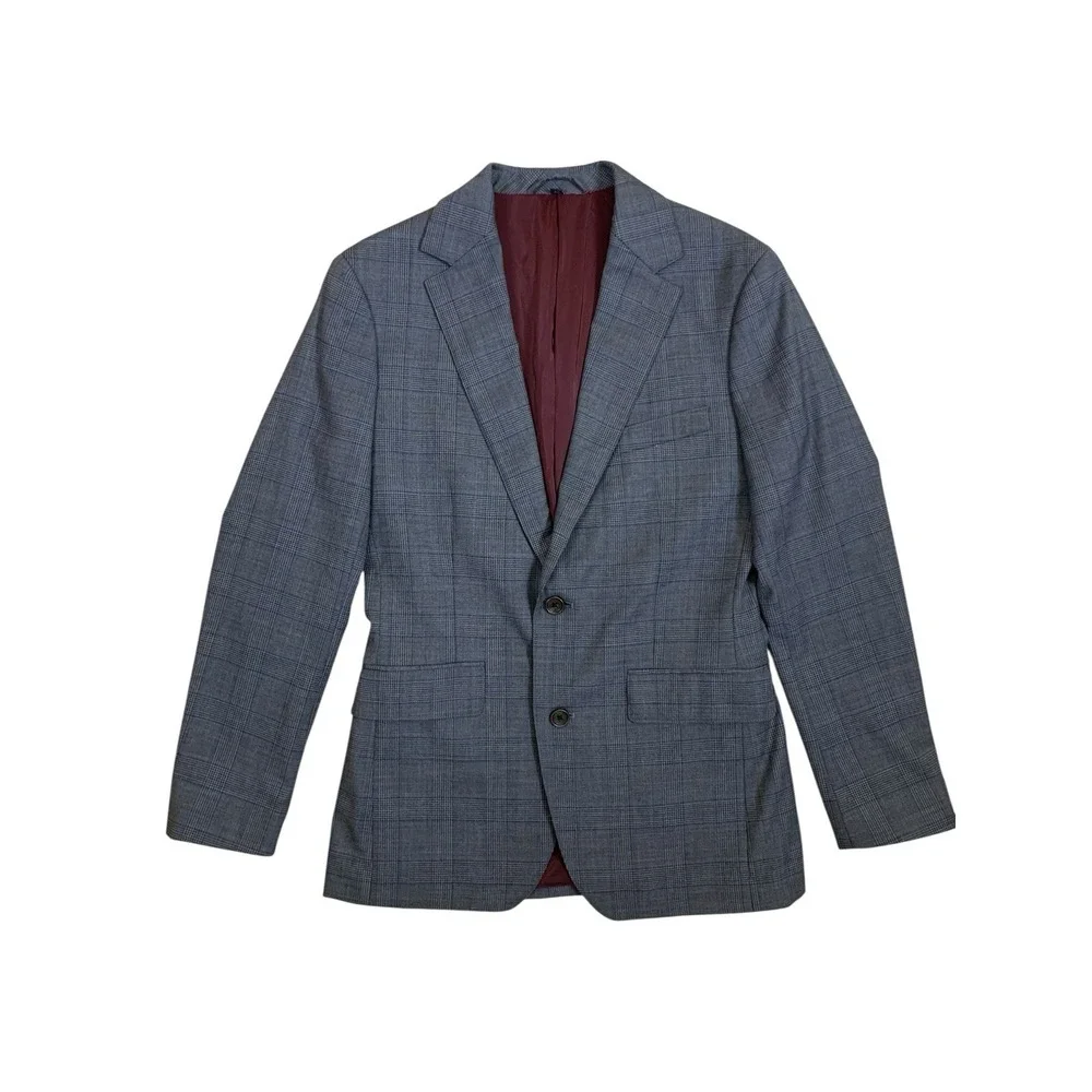 Bonobos Slim Fit Blue Plaid Wool Blazer 36R Tailored Sport Coat